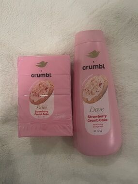 Dove x Crumbl Strawberry Crumb Cake Beauty Bar and Body wash - Pink